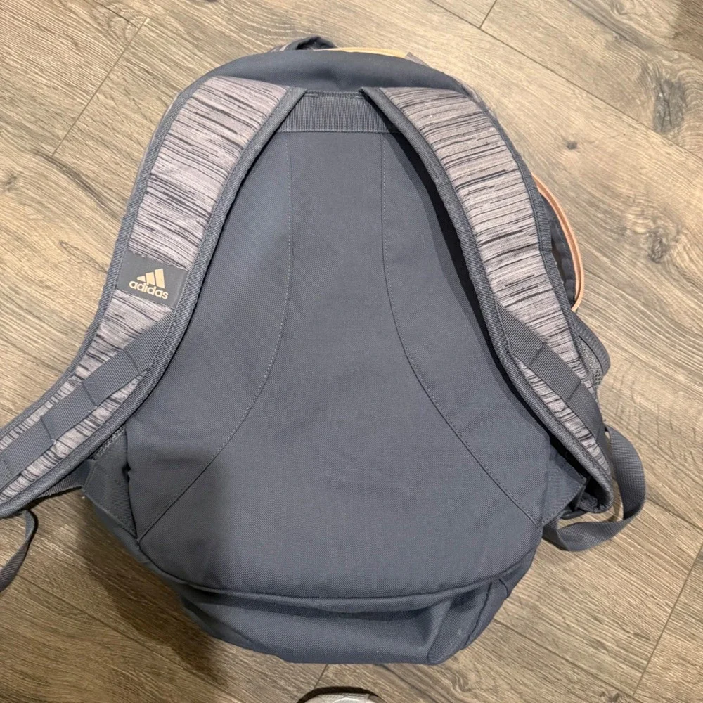 Adidas Backpack Unisex OS Grey Peach Excellent Space Dye Multi-Pocket Sporty - Picture 5 of 5